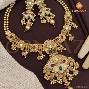 Designer Rajwadi Short Necklace Earrings Set