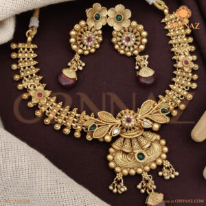 Mett Gold Necklace Earrings Set for Marriage
