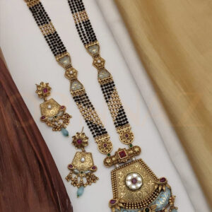 Antique High Gold Mangalsutra with Heavy Earrings
