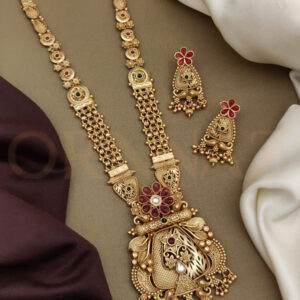 Designer Long Set with Earrings Gold Plated Artificial Jewellery