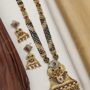 Gorgeous High Gold Antique Long Mangalsutra Earring Set for Women