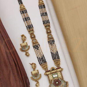 High Gold Antique Meenakari Mangalsutra Earring Set
