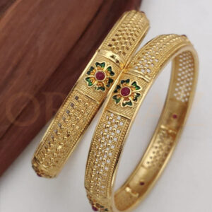 Fancy Brass High Gold Bangles with Flower Design