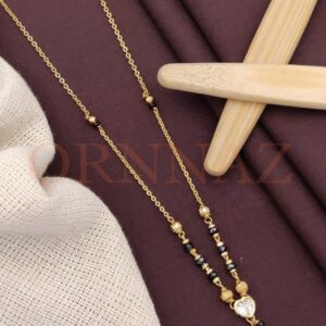 Gold Plated Modern Short Mangalsutra With Heart Shape AD Pendent