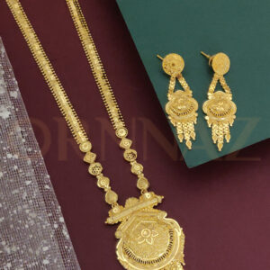 1 Gram Gold Forming Jewellery Long Haram Set with Earrings