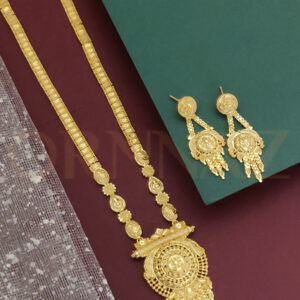 1 Gram Gold Forming Necklace Long Set with Earrings for Ladies