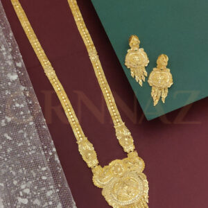 Flower Design Pendant with Latkan 1 Gram Long Haram Necklace Set
