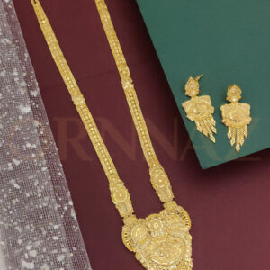 Stylish Floral Design 1 Gram Gold Plated Long Haram Set for Women