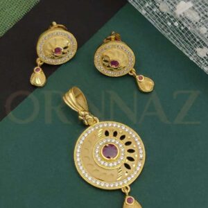 1 Gram Sun Shape Pendant Set with Earrings for Women