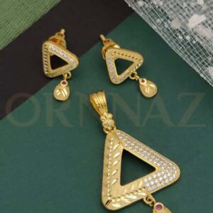 1 Gram Triangle Pendant Set Design with Earrings for Women