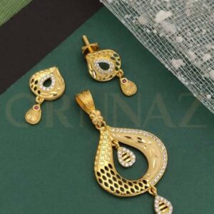 Charming 1 Gram Water Drop Oval Shape Pendant Set Online