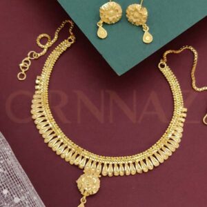 Designer 1 Gram Gold Plated Floral Necklace Set