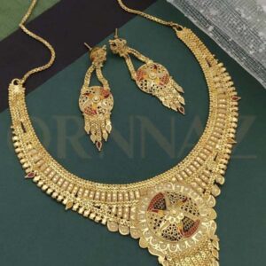 Twinkling 1 Gram Gold Plated Necklace Set with Floral Pendant Designs
