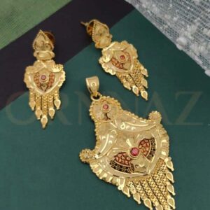 1 Gram Gold Artificial Pendant Set with Earrings