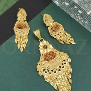 1 Gram Gold Pendant Set with Flower Design for Women
