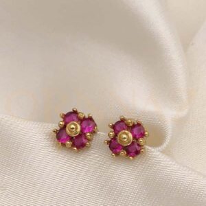Brass Ruby Stud Earrings for Women