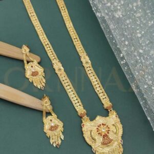 Coral Flower 1 Gram Gold Plated Long Haram Set for Women