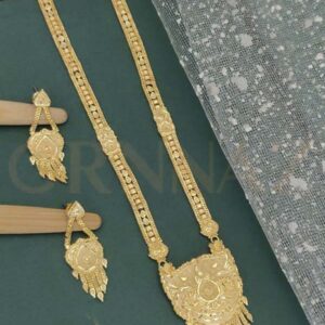 Fabulous 1 Gram Gold Plated Long Haram Set with Earrings