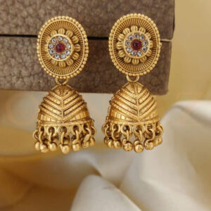 Traditional Round Shape Temple Design Matte Finish Earrings