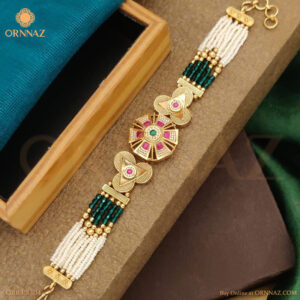 Antique-Floral-Design-Trio-Color-Stone-Bracelet