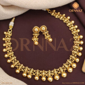 Antique Gold Plated Necklace Set with Beautiful Earrings