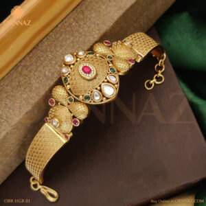 Antique Oval Design Heavy Gold Multi Color Stone Bracelet