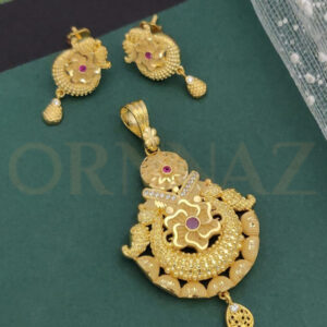Designer Flower Pattern 1 Gram Gold Pendant Set for Women