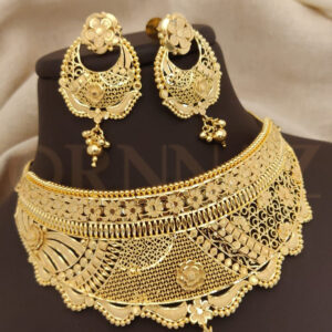 Designer Polki 1 Gram Heavy Choker Necklace Set for Bride
