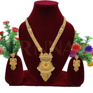 Exclusive Design 1 Gram Gold Finishing Maharani Haram with Earrings Set