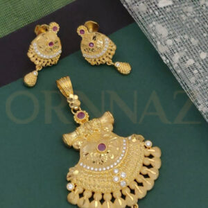 Elegant Fancy Design 1 Gram Gold Pendant Set with Earrings