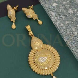 Traditional Circle Shape 1 Gram Gold Plated Pendant Set