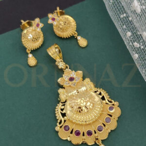 Kundan Flower Design 1 Gram Gold Plated Pendant Set for Women