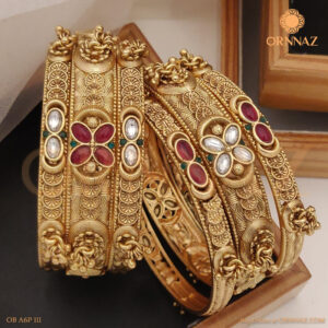 Red and White Stone 6 Piece Bangles Set
