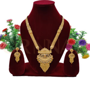 Unique Design 1 Gram Gold Plated Rani Haram with Earrings Set