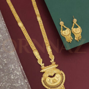 1 Gram Gold Forming Long Haram with Earrings