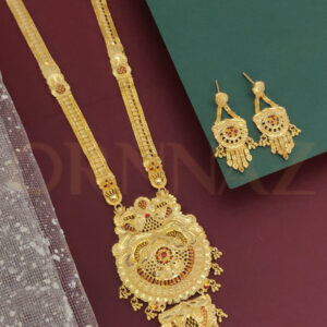 Antique 1 Gram Gold Plated Long Haar Set with Earrings
