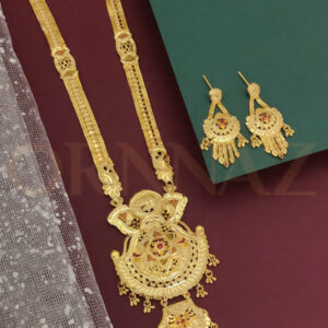 Polki Design Gold Plated Long Haram Earrings Set