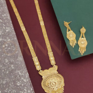 One Gram Gold Forming Long Haram with Flower Earrings - O1G LM 155