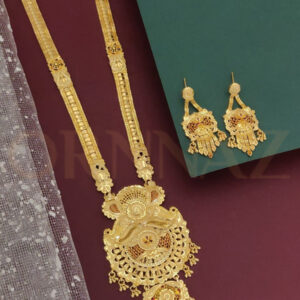 One Gram Gold Plated Long Haram with Stunning Earrings