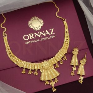 Bell Shape Pendant 1 Gram Gold Necklace Earrings Set