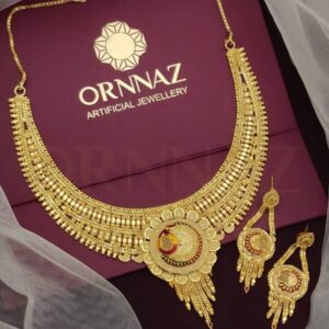 Big Single Flower Design One Gram Gold Necklace Set