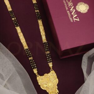 Floral Design Temple Patterned Triple Layered Mangalsutra