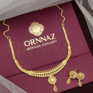 Floret Design One Gram Gold Plated Necklace Set with Earrings