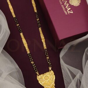 Round Shape Golden Color Pendant with Trendy Two Layered Mangalsutra