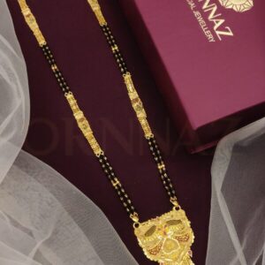 Tiny Floral Shape Two Layered Mangalsutra with Black Beads