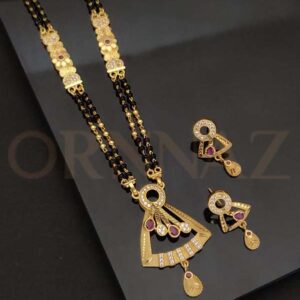 American Diamond Short Mangalsutra with Designer Earrings