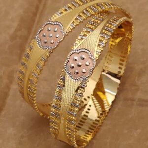 Awesome Flower Design CNC Two Tone Bangles with Stripe Pattern