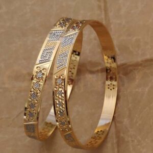 Beautiful CNC Gold and Silver Dual Tone Bangles