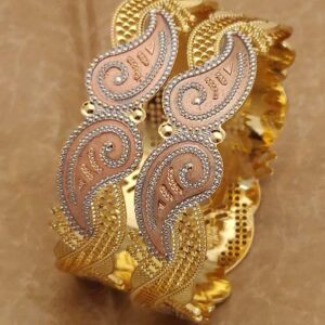 Classy Two Mango Shape Design Dual Tone CNC Bangles