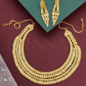 Designer One Gram Gold Plated Necklace Set with Yellow Shine - O1G GN 124